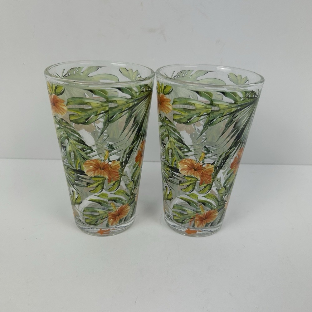 MARGARITAVILLE Print Glass Party Glass Floral 2 Pcs Set